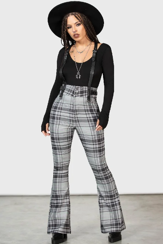 Minimalist Style Prophet Of Doom Suspender Trousers [GREY TARTAN]