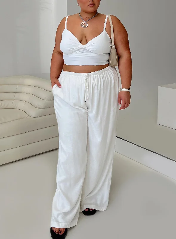 Women's Seasonal Fashion Trends Ogilvie Linen Blend Pants White Curve