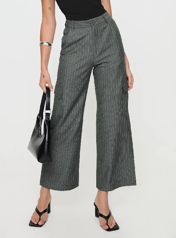 Casual Chic Katow Cargo Pants Grey Stripe