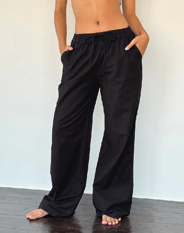 Holiday Gift Guide Sale Wasic Wide Leg Linen Trouser in Black