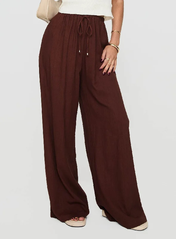 Style Streetwear Ogilvie Linen Blend Pants Chocolate