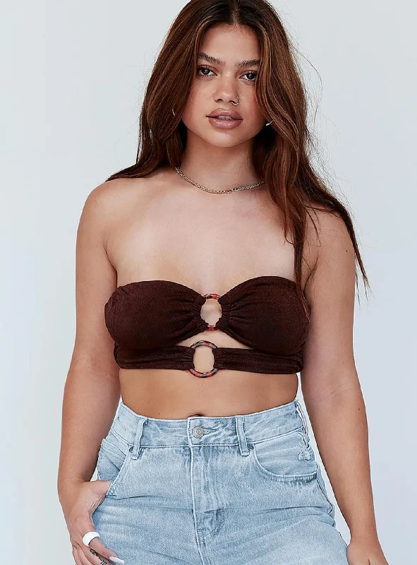 Chic Styles Lomez Top Brown