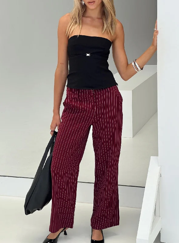 Exclusive Discount Aquaville Pants Burgundy Pinstripe