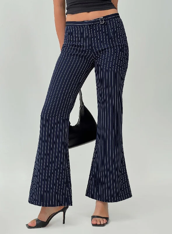 Relaxed Style No One Low Waist Pinstripe Pants Navy