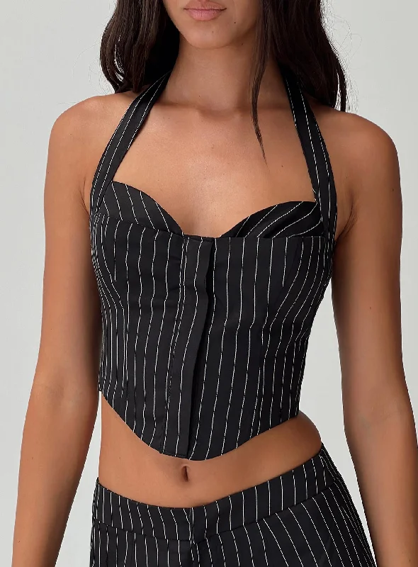 The Latest Trends Kimia Top Black / White Pinstripe