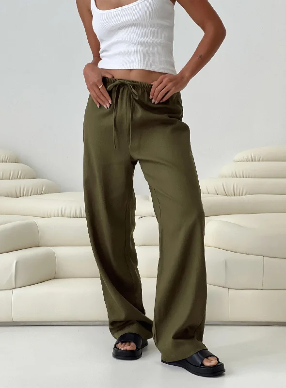 Chic And Comfortable Breeta Drawstring Pants Olive