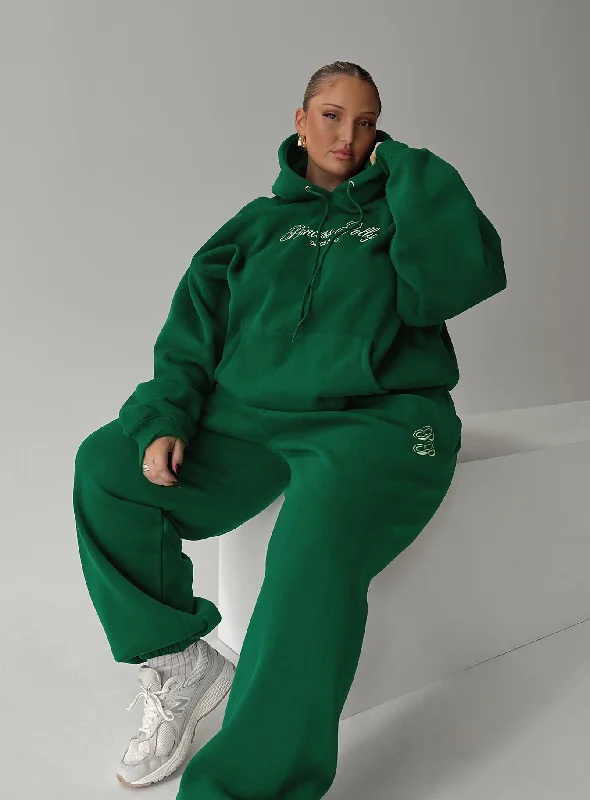 Sale For Women Princess Polly Track Pants Script Green / Ivory Curve