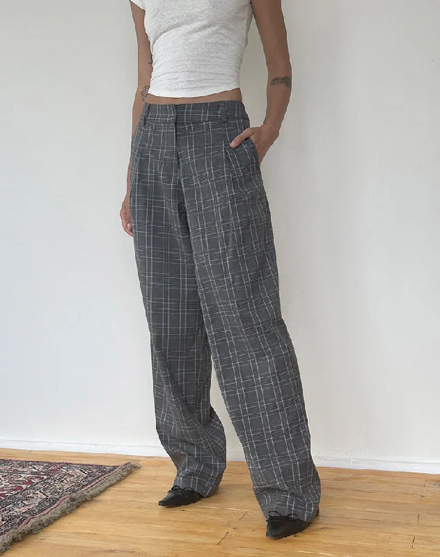 New Arrivals Sakaria Wide Leg Trouser in Grey Check