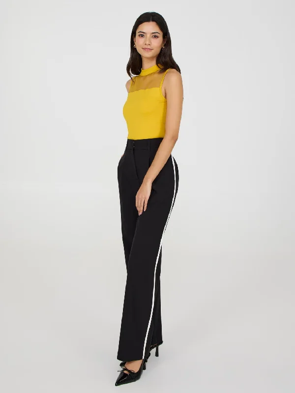 Online Clothing Stores Contrast Piping Wide-Leg Pants