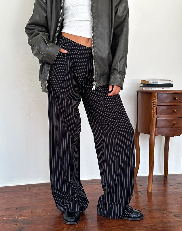 Comfortable Loungewear for Women Hondra Trousers in Pinstripe Black