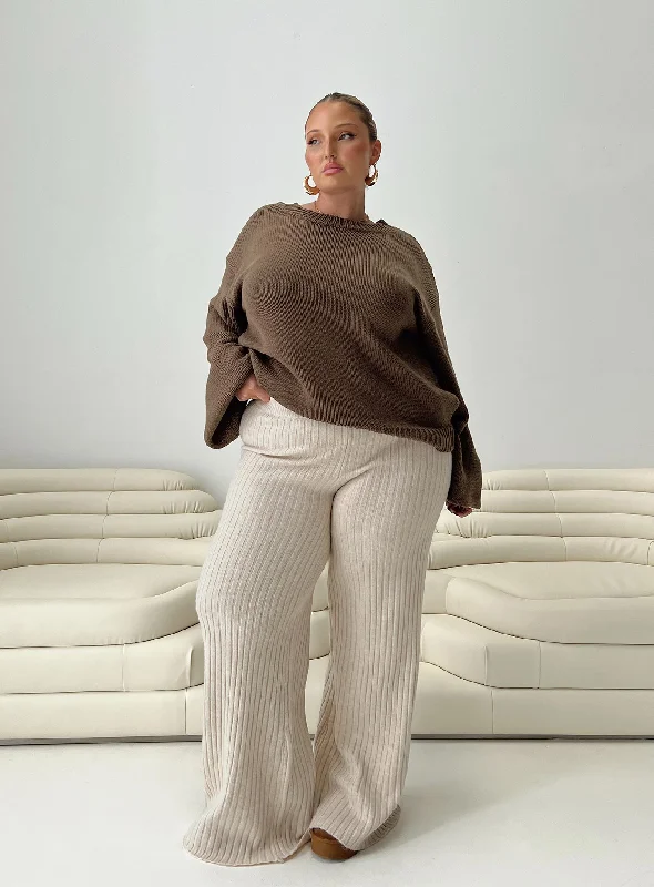 Unique Women's Fashion Pieces Montana Knit Pants Cream Curve