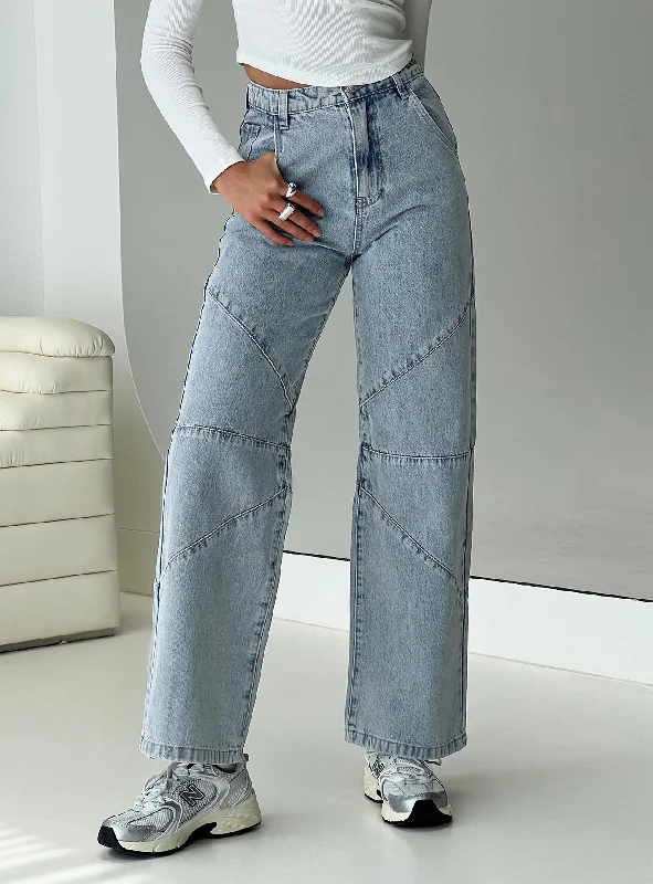 Timeless Elegance Frenta Moto High Waisted Jeans Angel Blue