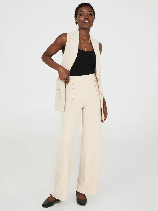 Casual Fashion Wide-Leg Pants With Gold Button Details