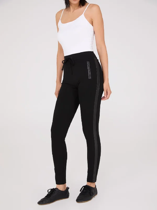 Final Sale Faux Leather Trim Ankle Length Pants