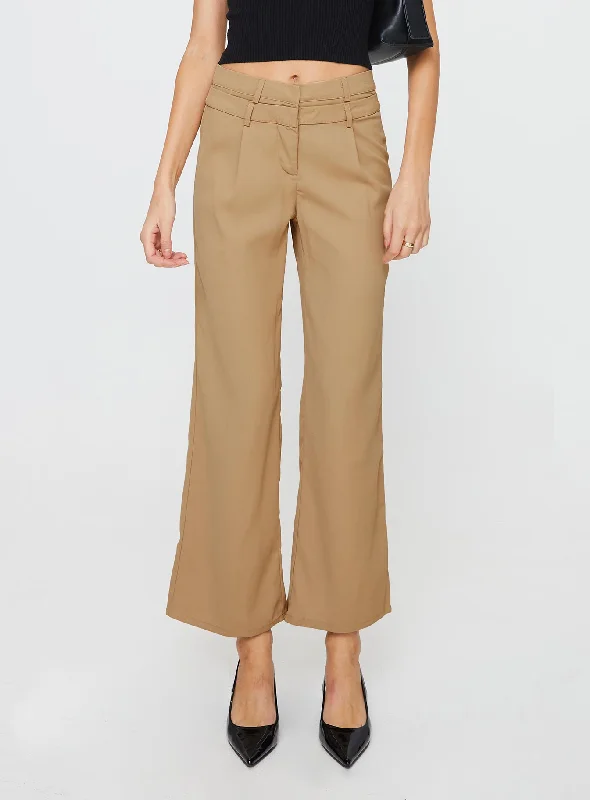 Trendy Styles Paulino Double Waistband Pants Beige