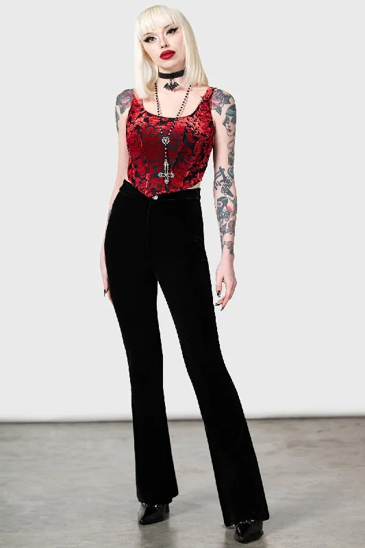 Winter Wardrobe Clearance Thena's Thistle Velvet Bootcut Trousers