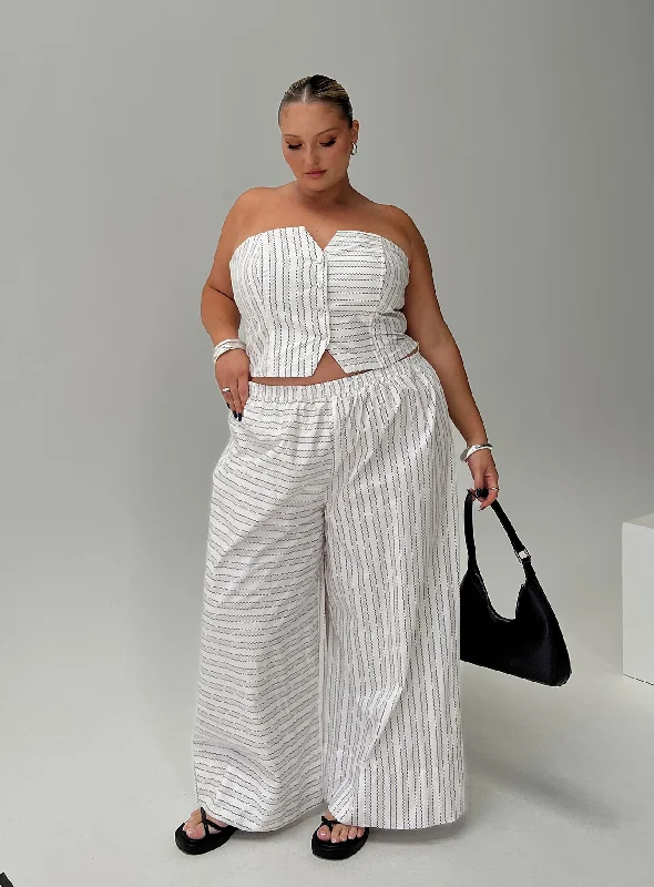 Vibrant Femme Fashion Boarder Pants White Stripe Curve