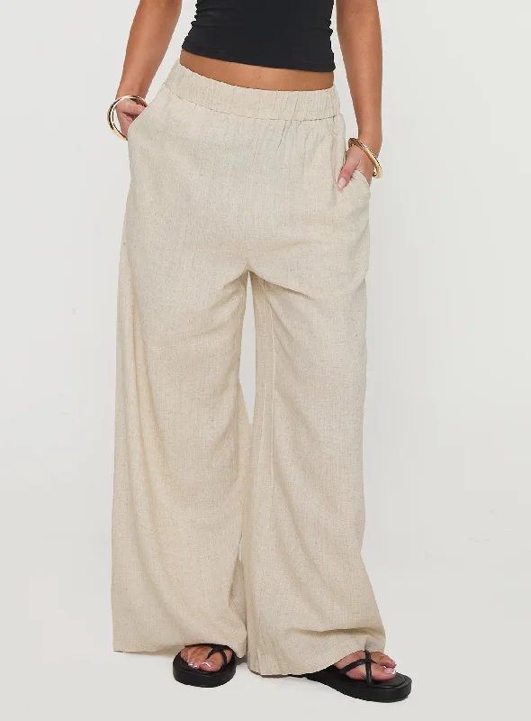 Comfortable Clothes Pellegrini Linen Wide Leg Pants Natural