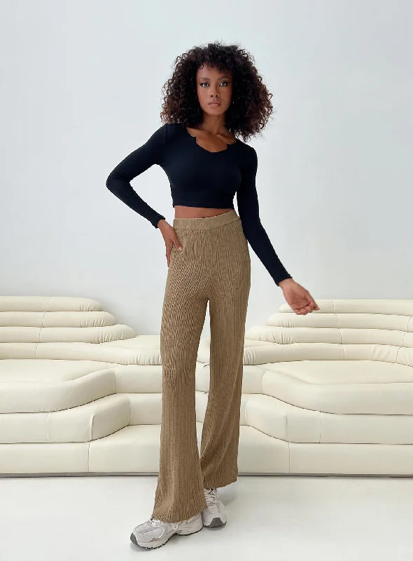 Versatile Wardrobe Essentials Lexie Knit Pants Beige Marle