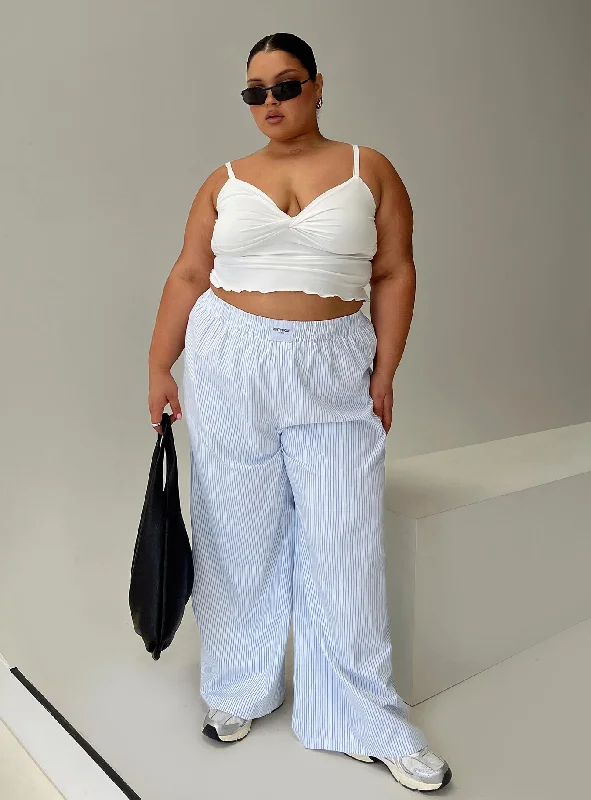 Women's Trendy Outfits Beach House Pants Blue Stripe Curve