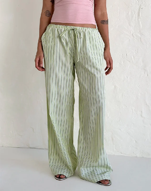 Trendy Street Style Clothing Samir Trouser in Light Green Stripe