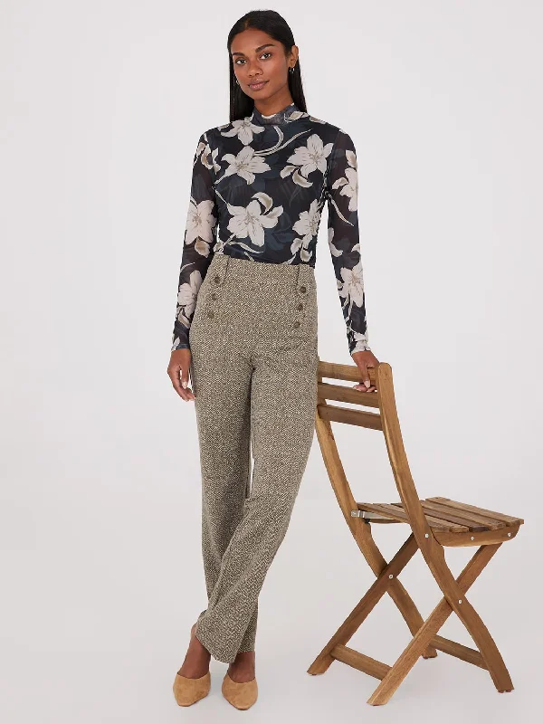 Trend Forward Threads For Her Herringbone Straight Leg Pants