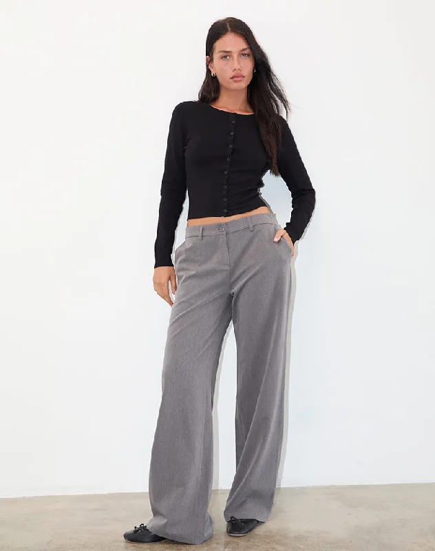 Elegant Women's Clothing Halda Wide Leg Trouser in Charcoal