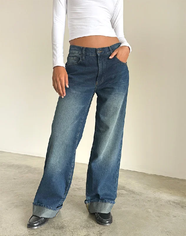 Holiday Glam Oversized Dad Low Rise Jeans in Dark Vintage