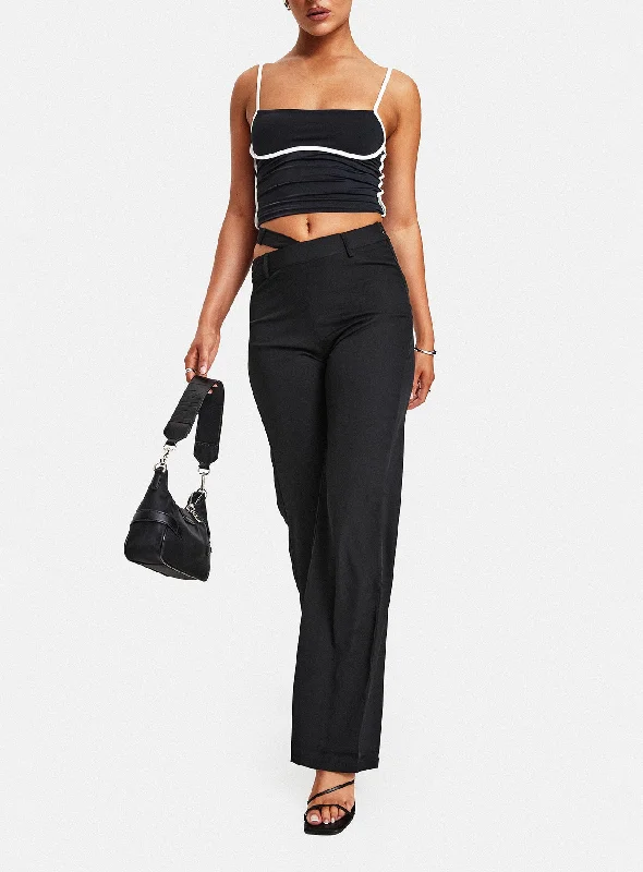 Budget-Friendly Fashion Arino Asymmetric Waistband Pants Black