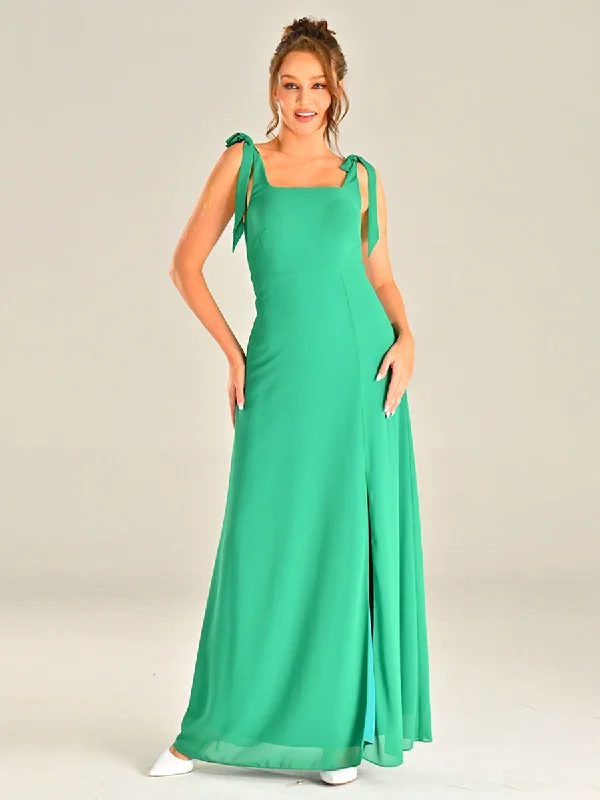 Style Breakthroughs Emerald Green Chiffon Bridesmaid Dresses Sleeveless Slip