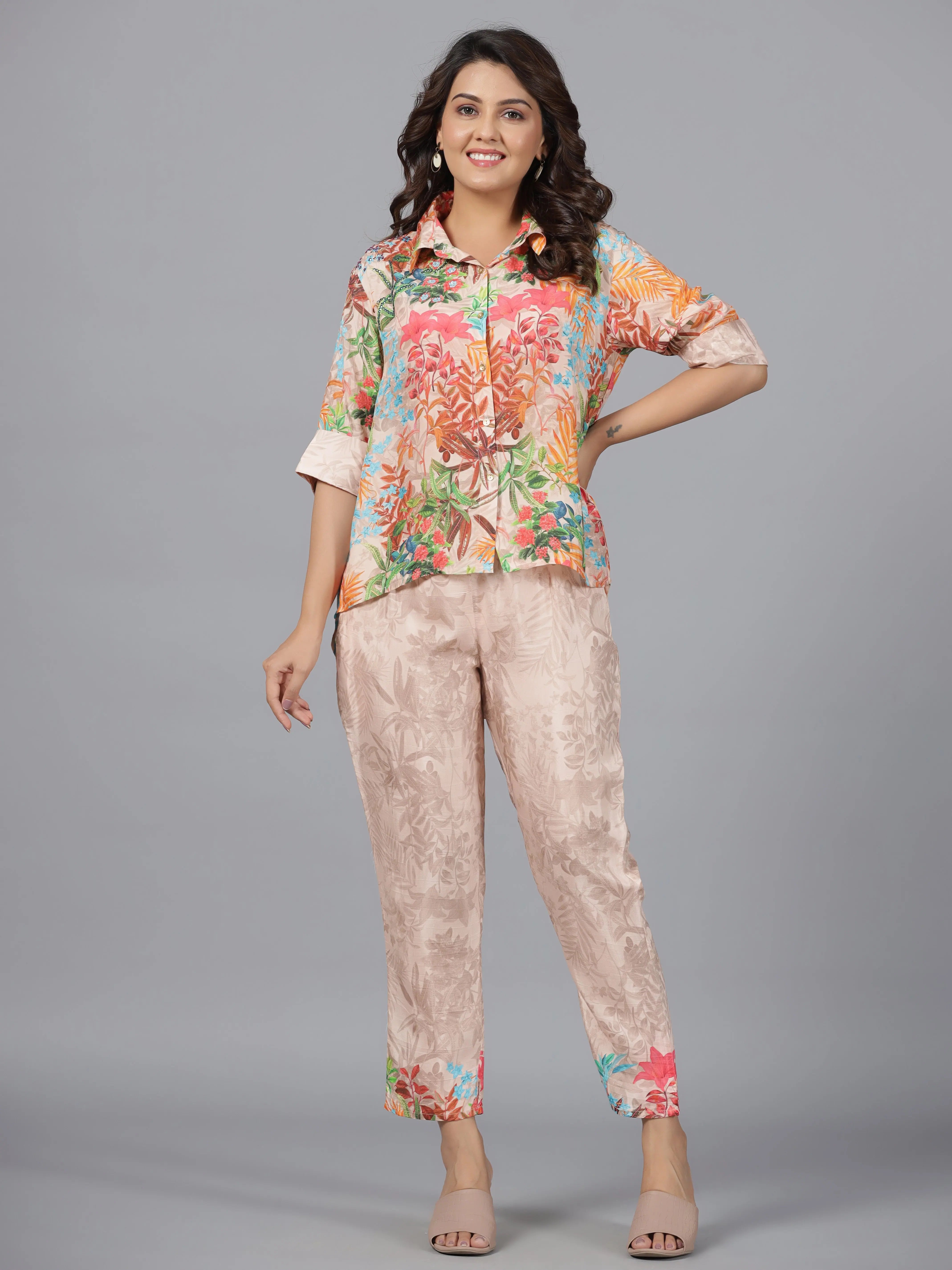 Flash Sale, Don't Miss Women Printed Standard Orange Jumpsuits & Sets