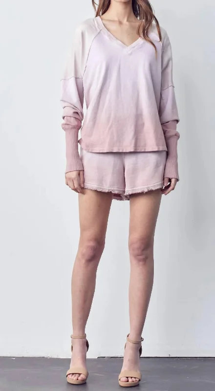 Comfortable Clothes Long Sleeve Top in Ombre Dye