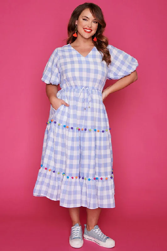 Don't Miss Out Treasure Blue Check Dress