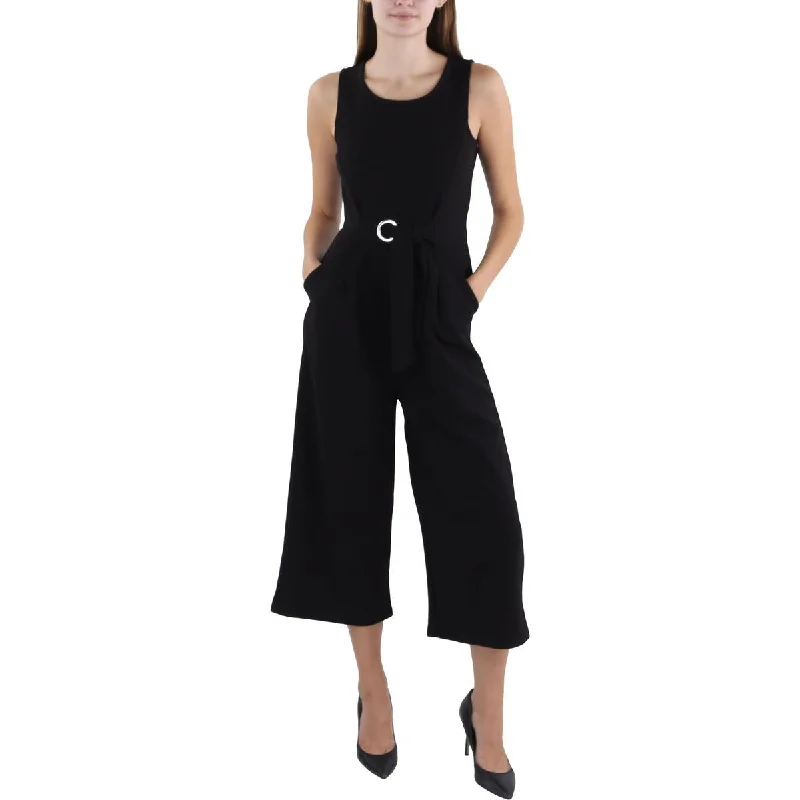 Daily Deals Tommy Hilfiger Womens Belted Wide Leg Jumpsuit