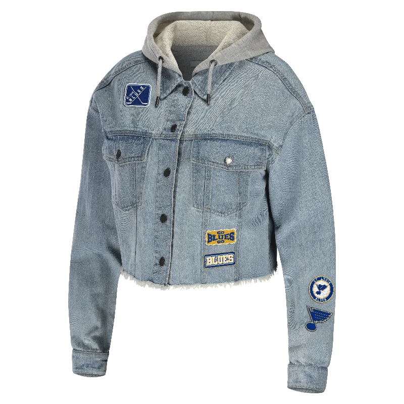 Free Spirited Fashion ST. LOUIS BLUES WEAR BY ERIN ANDREWS DENIM HOODIE JACKET