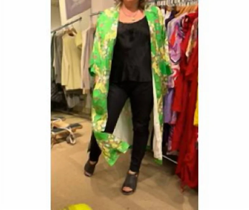 Clearance Sale Online Bold Rayon Kimono With Pockets In Royal Green