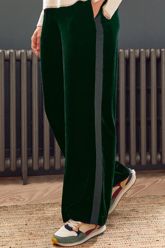 Chic Casual Wardrobe Essentials Velvet Side Stripe Trousers | Emerald