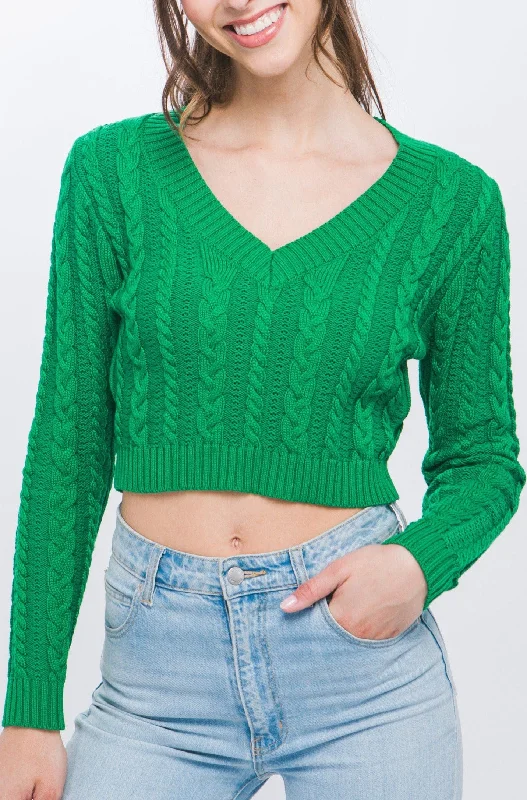 Early Bird Offer Cropped Cableknit Sweater