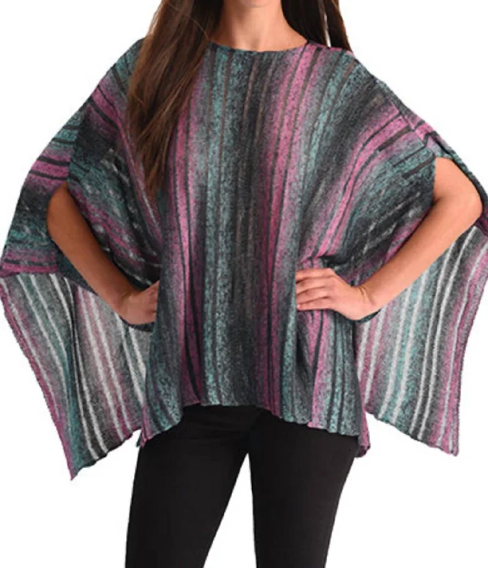 Hot Deals Color Cut-Out Poncho In Teal