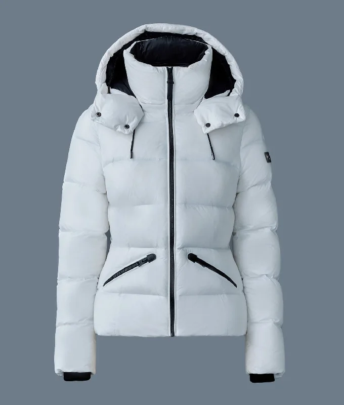 Trendy Aesthetics MADALYN lustrous light down jacket with hood for ladies White