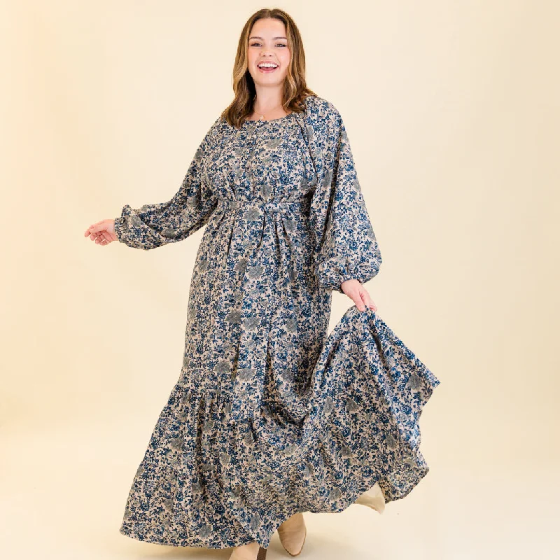 Effortless Everyday Wear Empowered Flower Dress, Blue