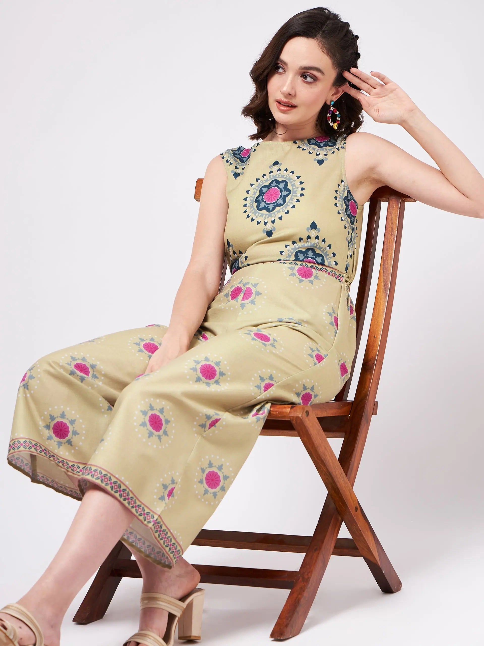 Workwear Fashion for Women Ethnic Digital Printed Jumpsuit