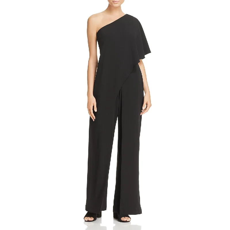 Final Sale Adrianna Papell Womens One Shoulder Draped Jumpsuit