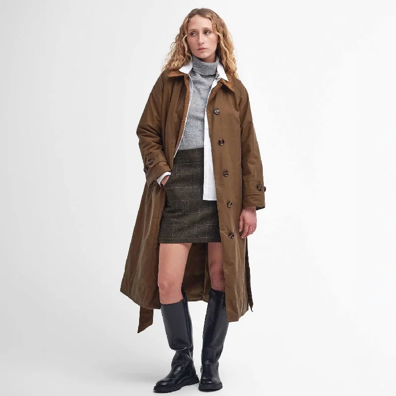 Weekend Sale Marianne Waxed Trench Coat Sand/Ancient Loden Tartan