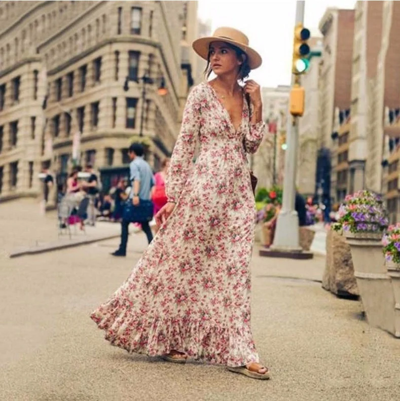 Elegant Simplicity Wardrobe Huntington Floral Boho Maxi Dress - FINAL SALE