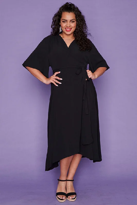 Budget-Friendly Fashion Mandy Black Wrap Dress