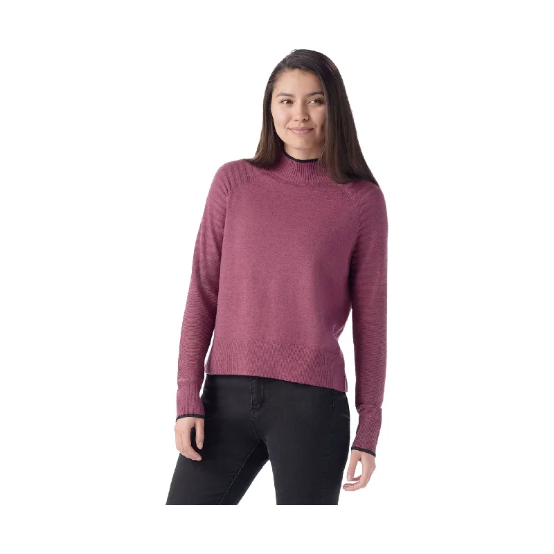 Best Sellers Smartwool Women's Edgewood Mock Neck Sweater - Garden Pink Eggplant - ONLINE STORE CREDIT/EXCHANGE ONLY