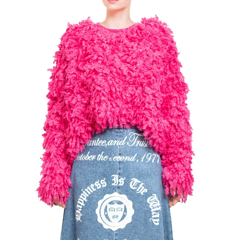 Hot Deals Sweater with "Boucle Meta fur" concept Fucsia