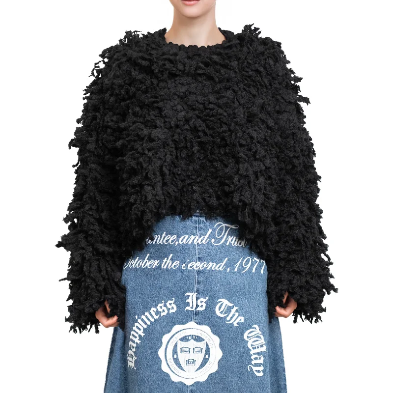 Daily Deals Sweater with "Boucle Meta fur" concept Black