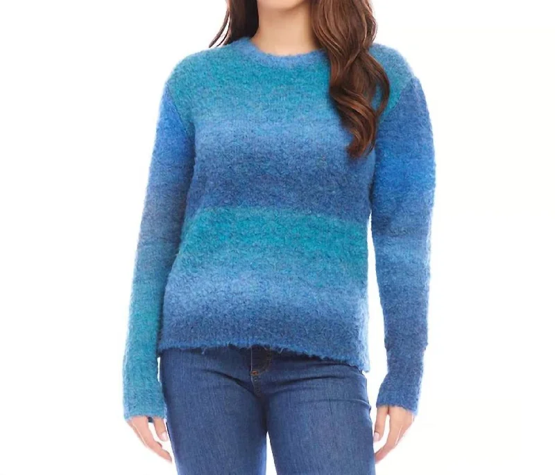 Timeless Elegance Ombre Boucle Sweater In Dark Blue